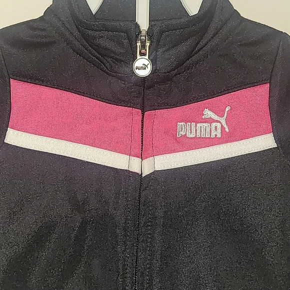 Girls size 12 months Puma tracksuit black pink white zip-up jacket pants LOT F3 - Picture 3 of 6